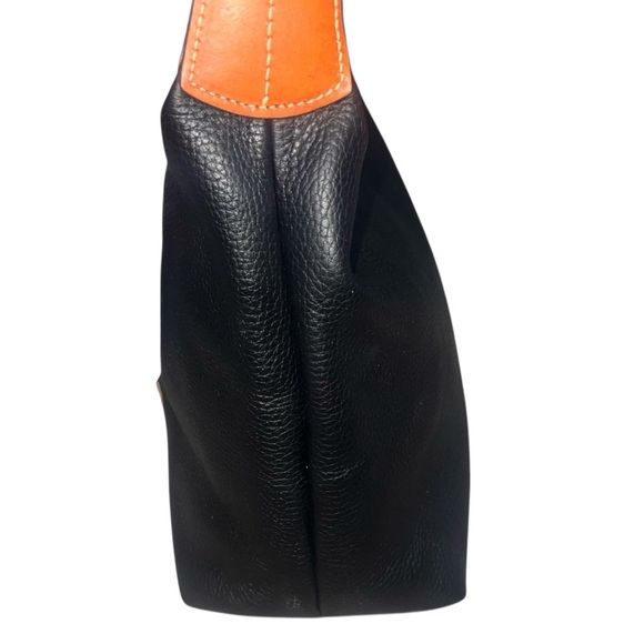 Dooney & Bourke Pebble Grain Paige Shoulder Bag Black Leather Tan Leather Accent - Picture 7 of 9